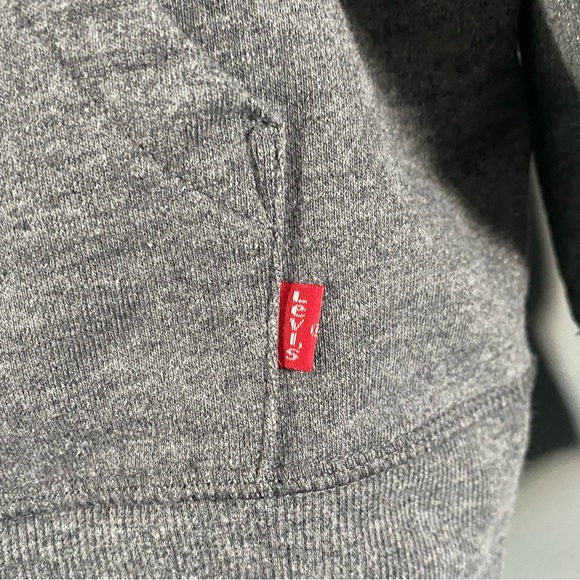 Vintage Levis 90s Men's Fleece Logo Hoodie Gray - Picture 4 of 5